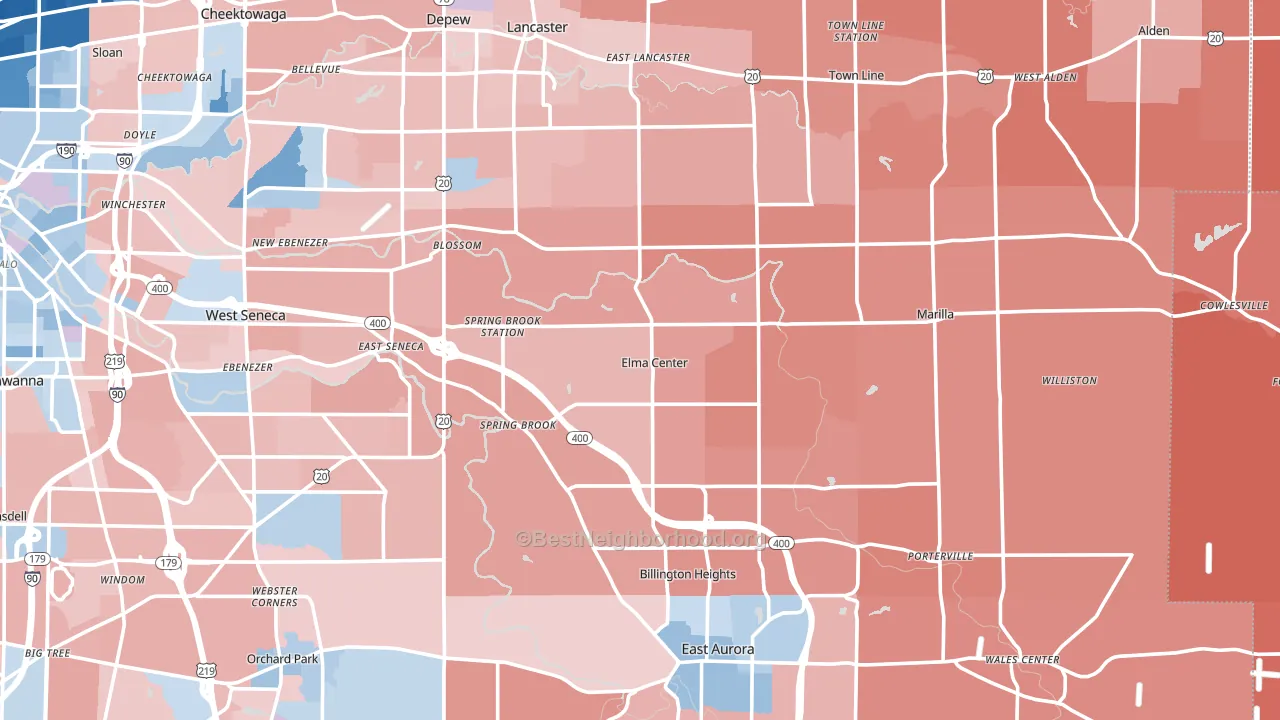 Elma, NY block-group political-lean map
