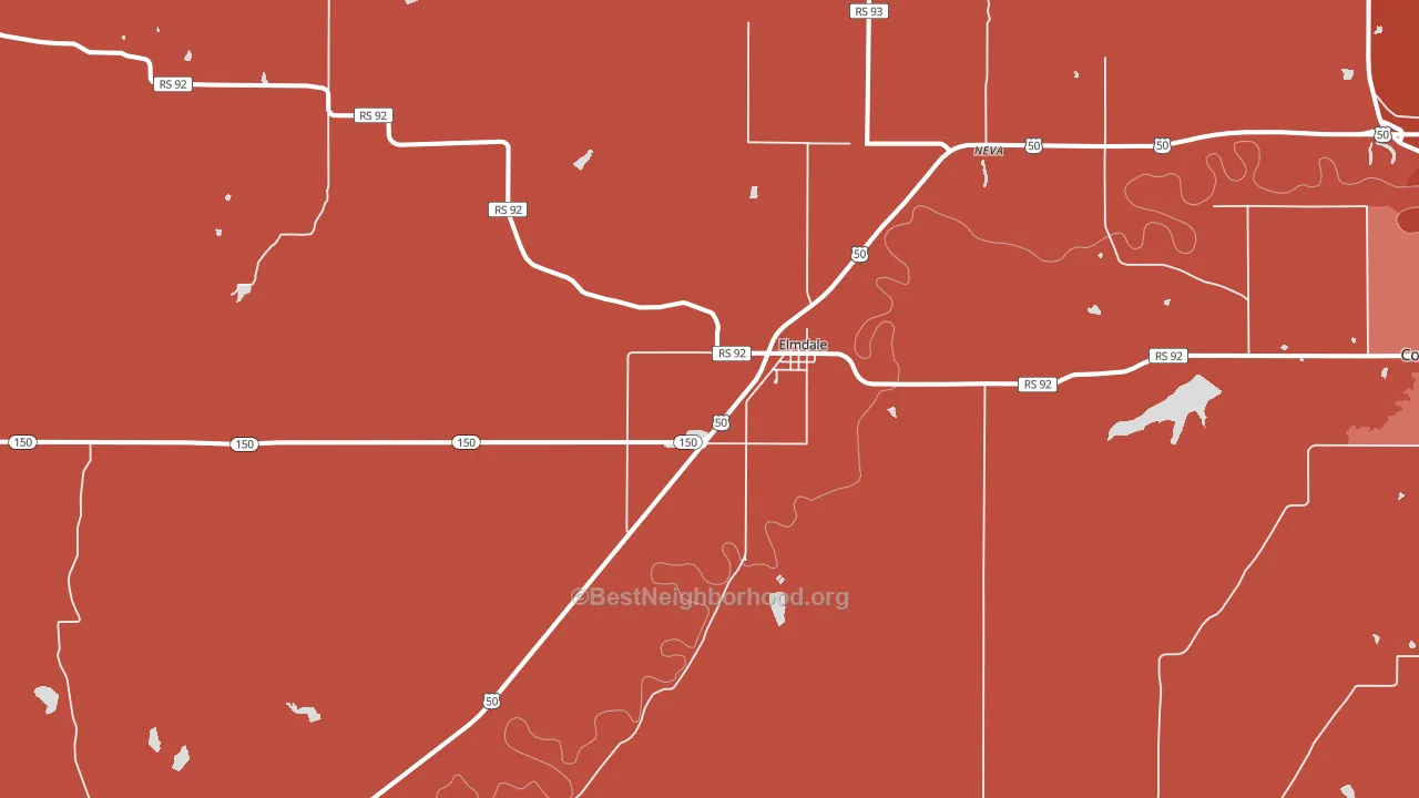 Elmdale, KS block-group political-lean map