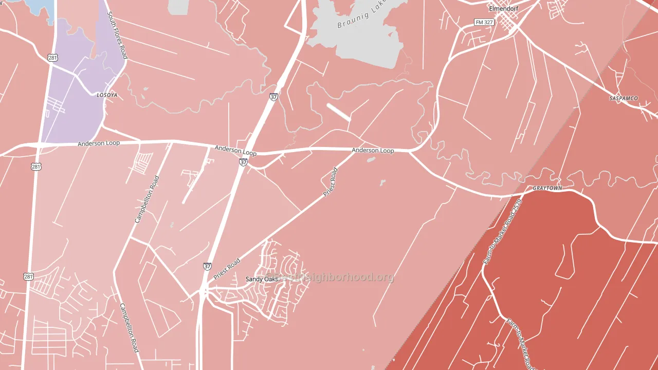 Elmendorf, TX block-group political-lean map
