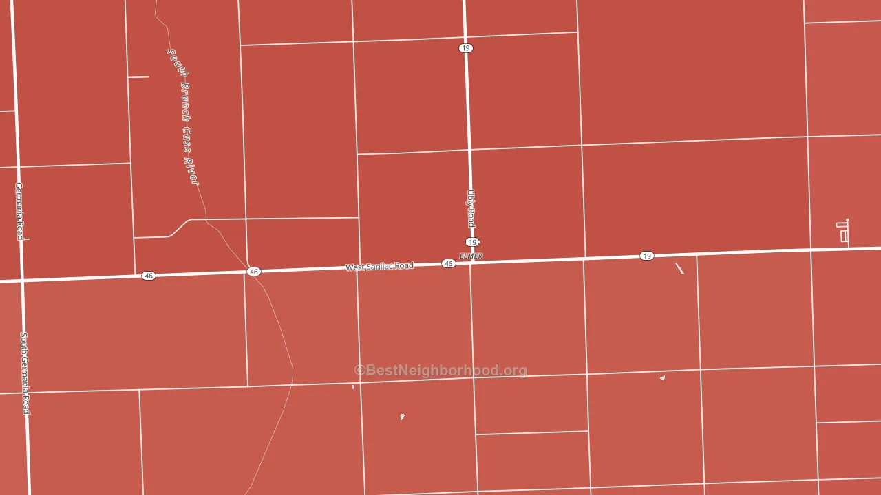 Elmer, MI block-group political-lean map