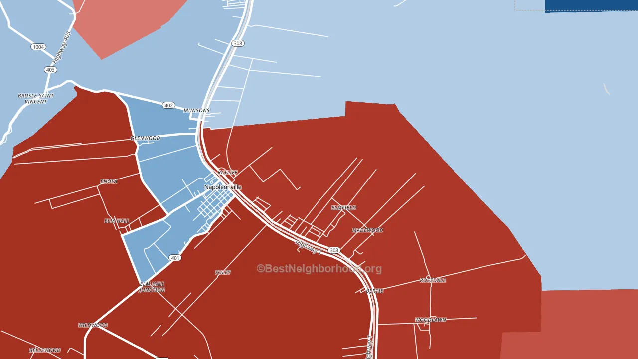 Elmfield, LA block-group political-lean map