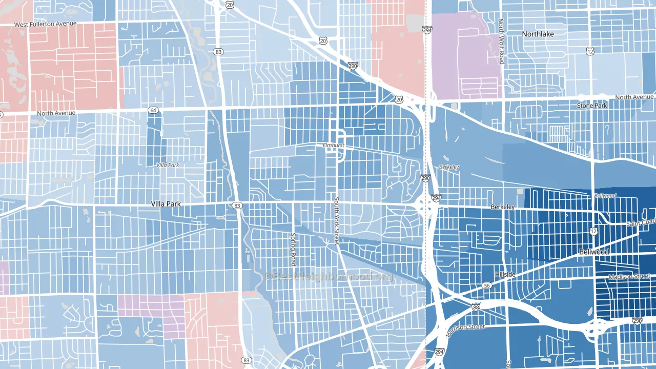 Elmhurst, IL block-group political-lean map