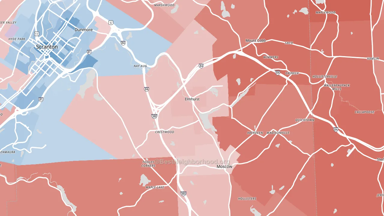 Elmhurst, PA block-group political-lean map