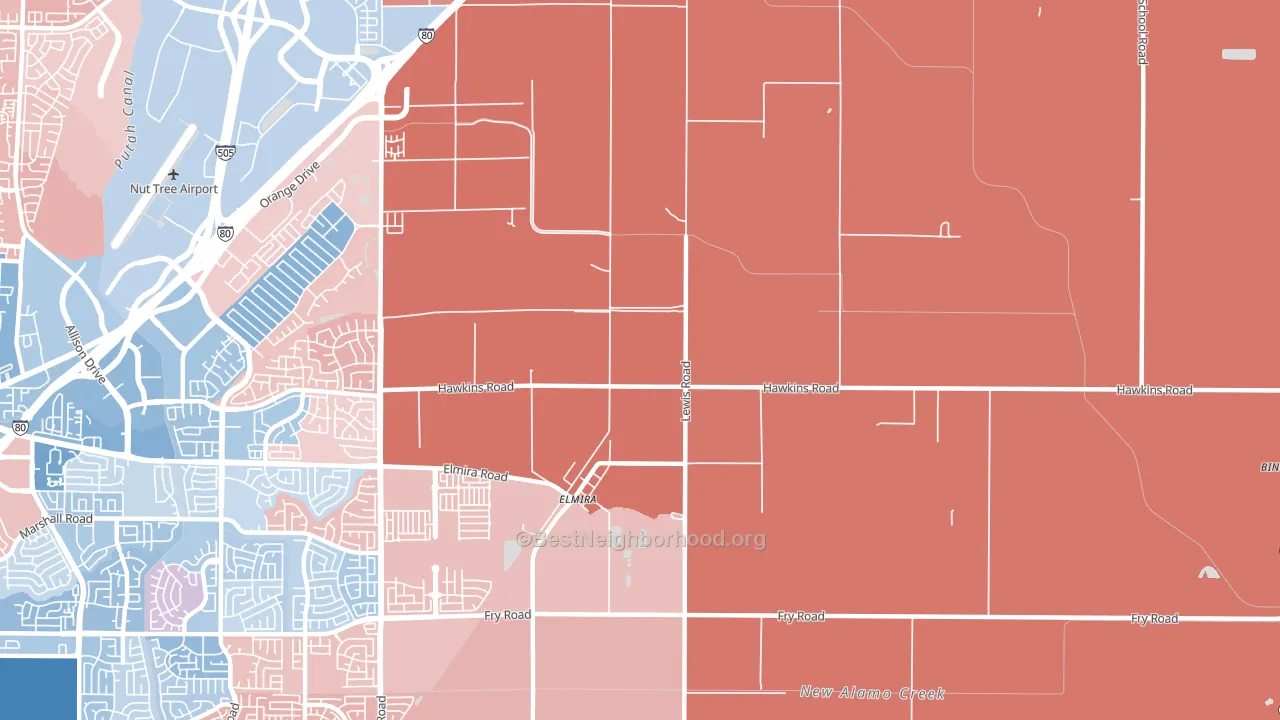 Elmira, CA block-group political-lean map