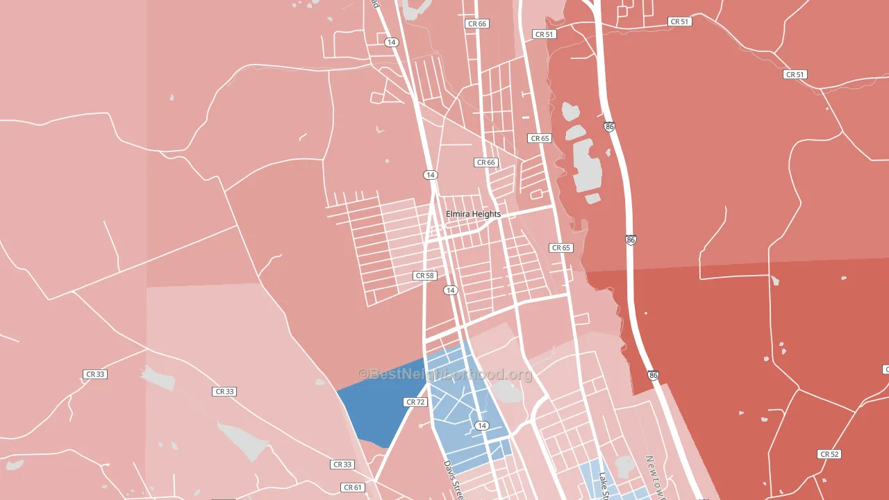 Elmira Heights, NY block-group political-lean map