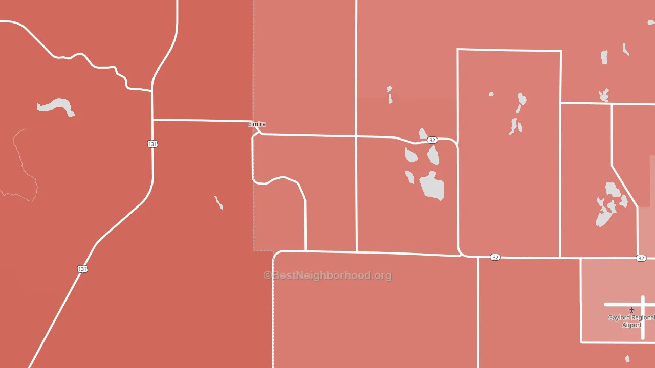 Elmira, MI block-group political-lean map