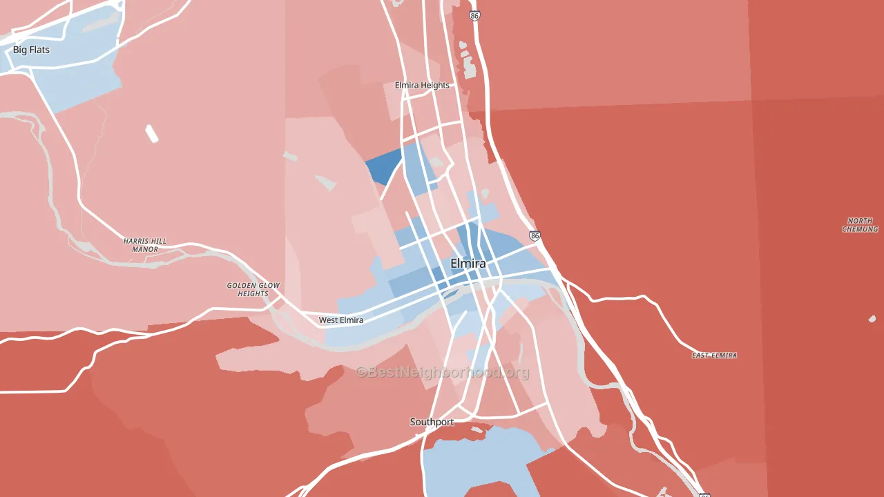 Elmira, NY block-group political-lean map