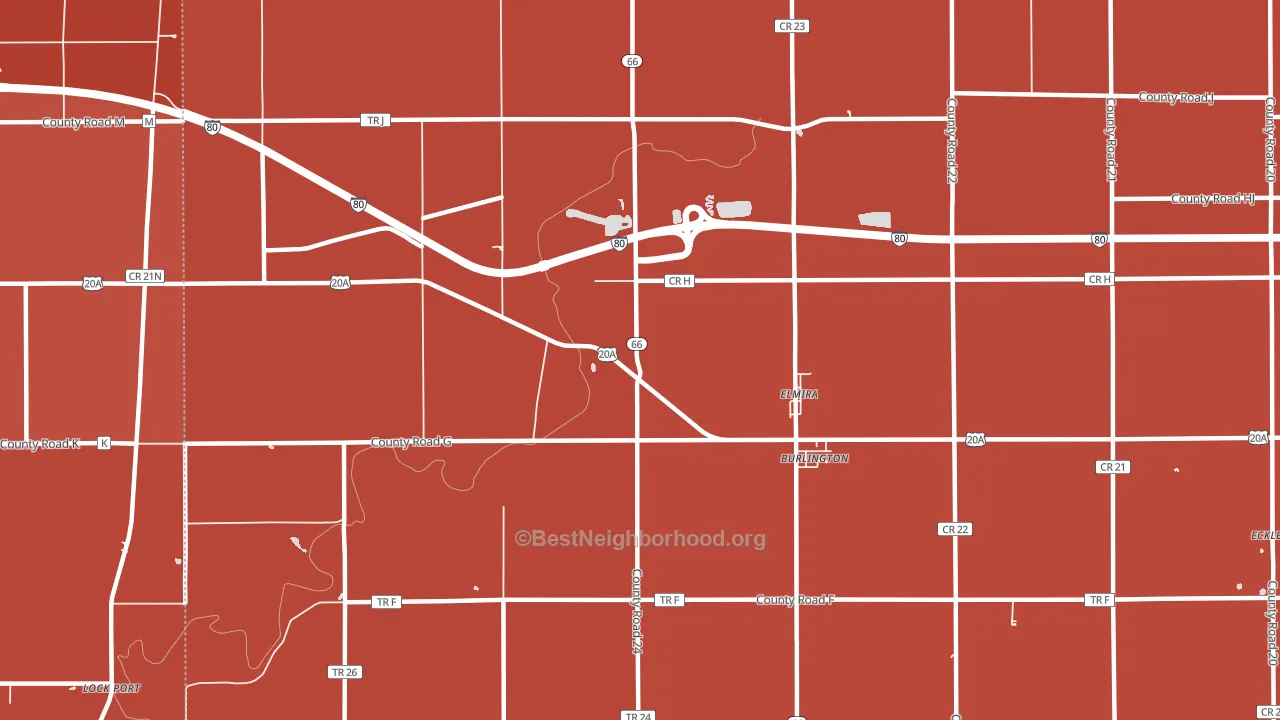 Elmira, OH block-group political-lean map