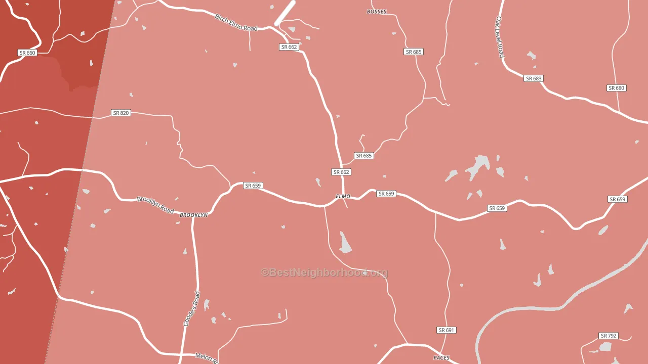 Elmo, VA block-group political-lean map