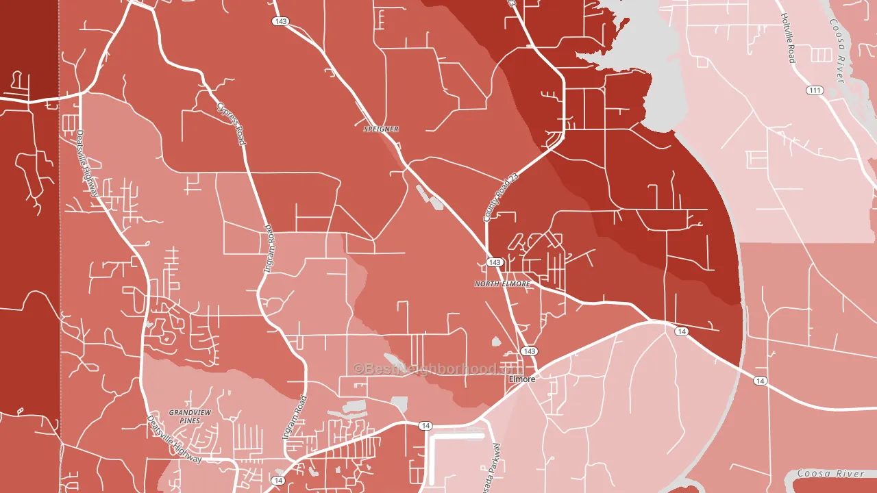 Elmore, AL block-group political-lean map
