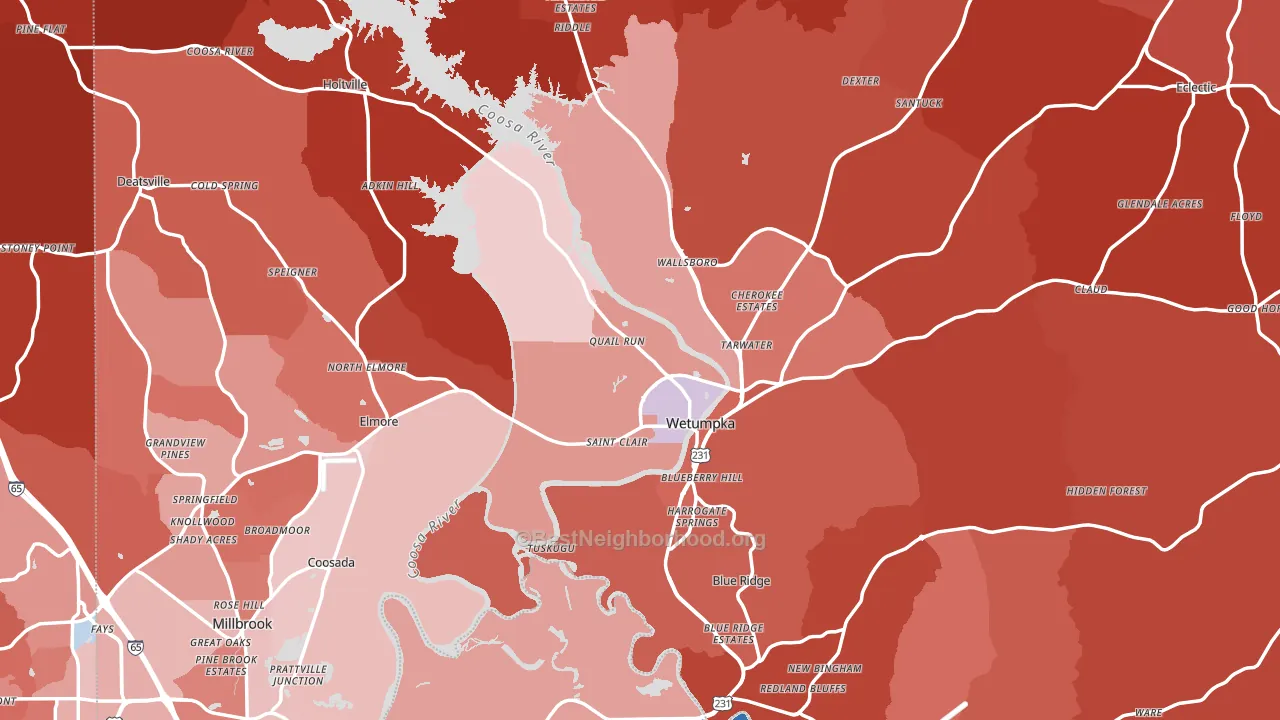 Elmore County, AL block-group political-lean map