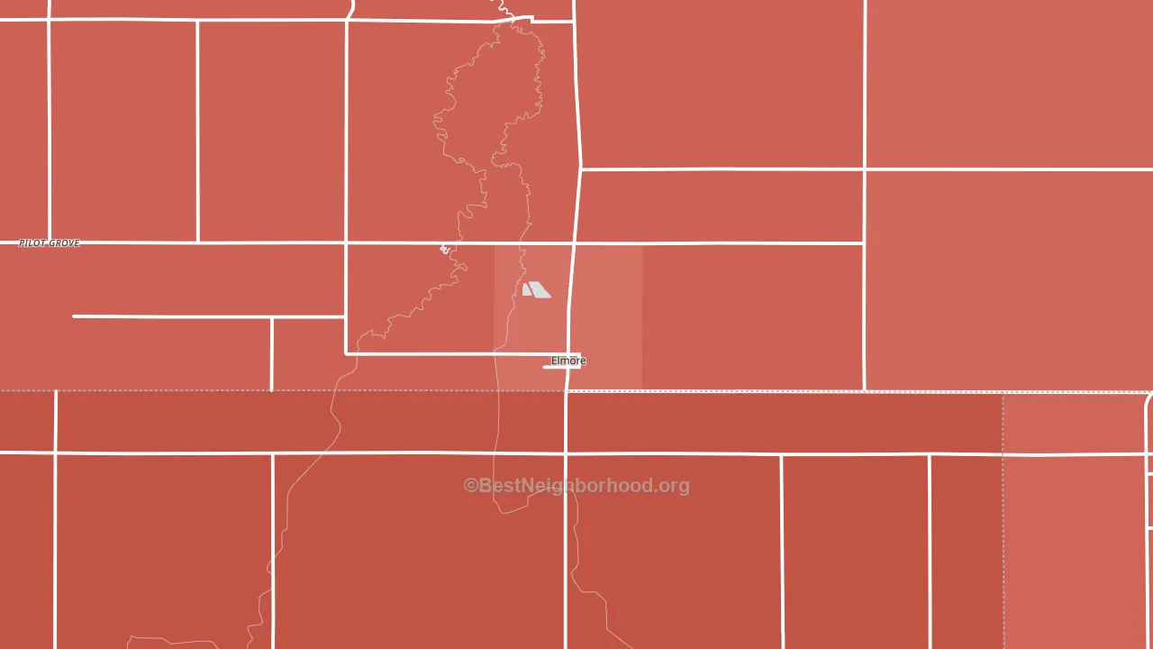Elmore, MN block-group political-lean map