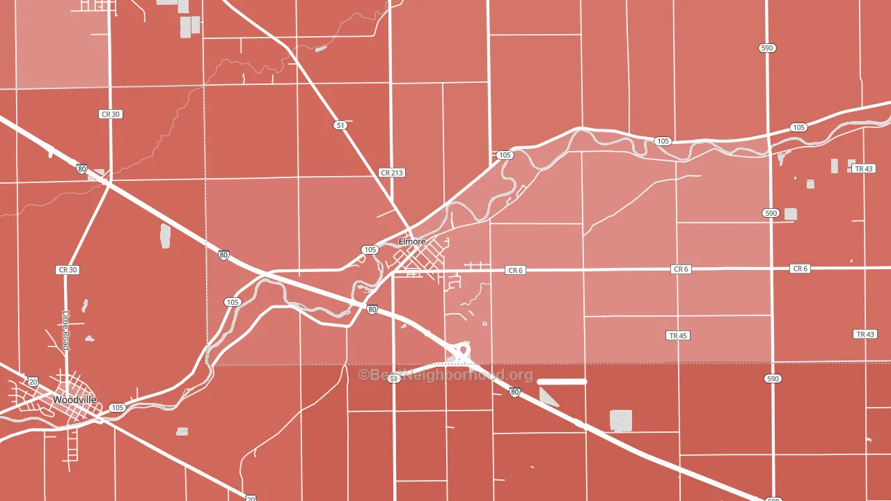 Elmore, OH block-group political-lean map