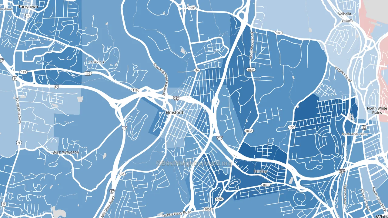 Elmsford, NY block-group political-lean map