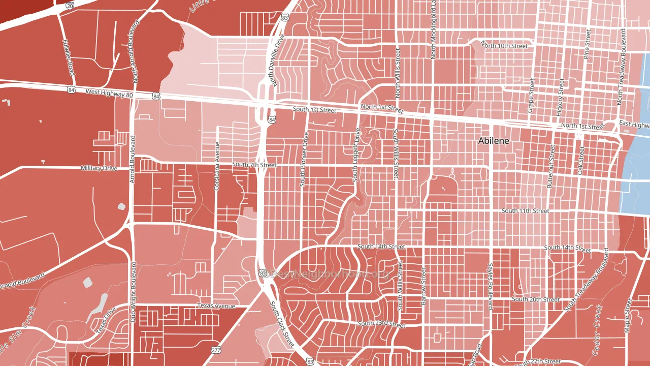 Elmwood Area, Abilene, TX block-group political-lean map
