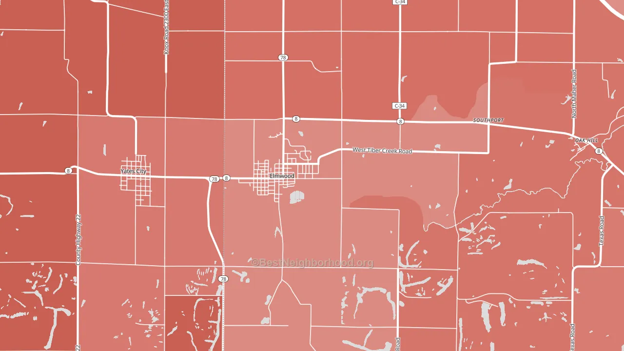 Elmwood, IL block-group political-lean map