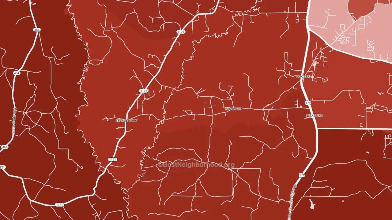 Elmwood, LA block-group political-lean map
