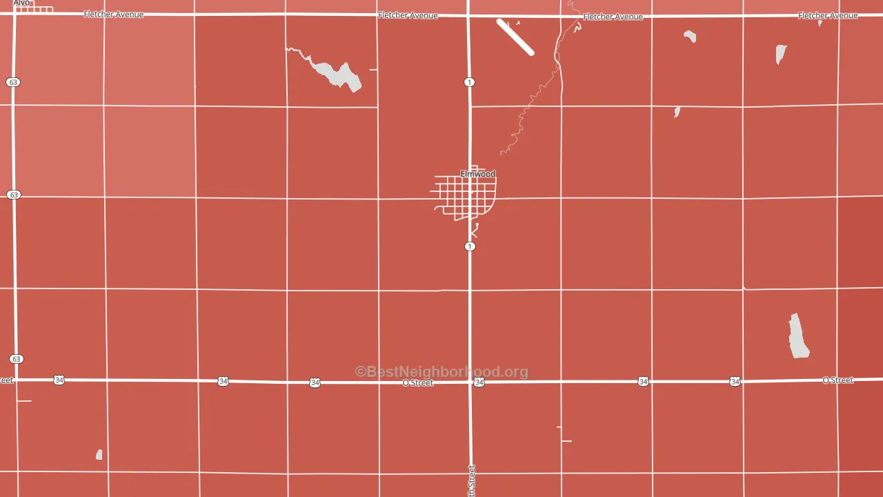 Elmwood, NE block-group political-lean map