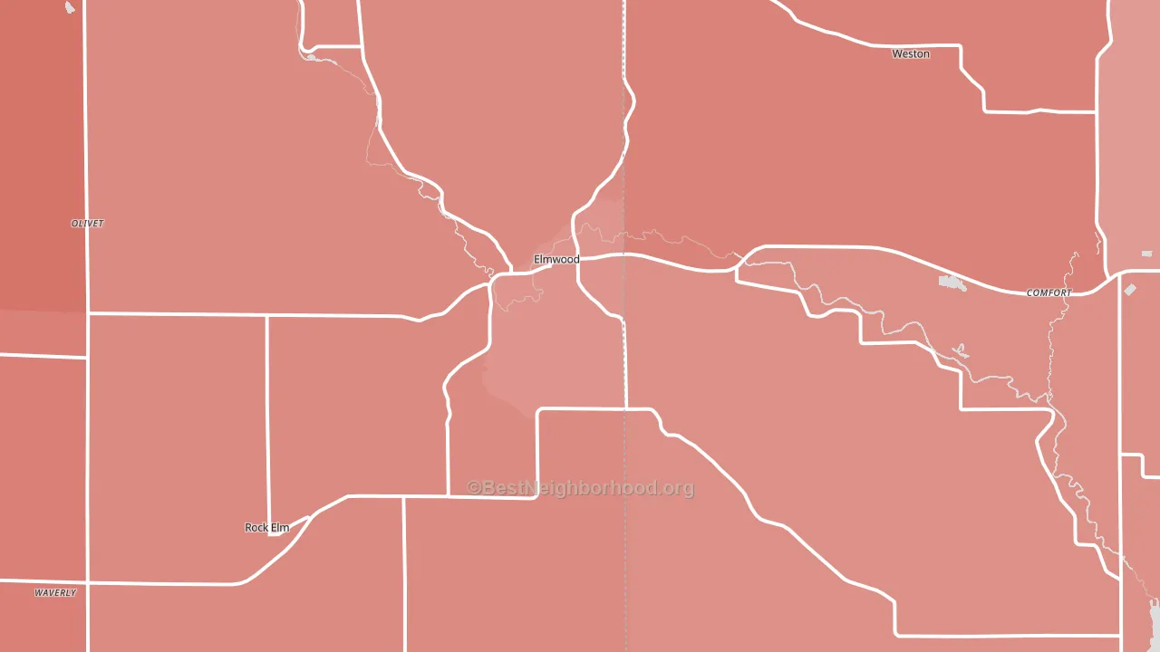 Elmwood, WI block-group political-lean map
