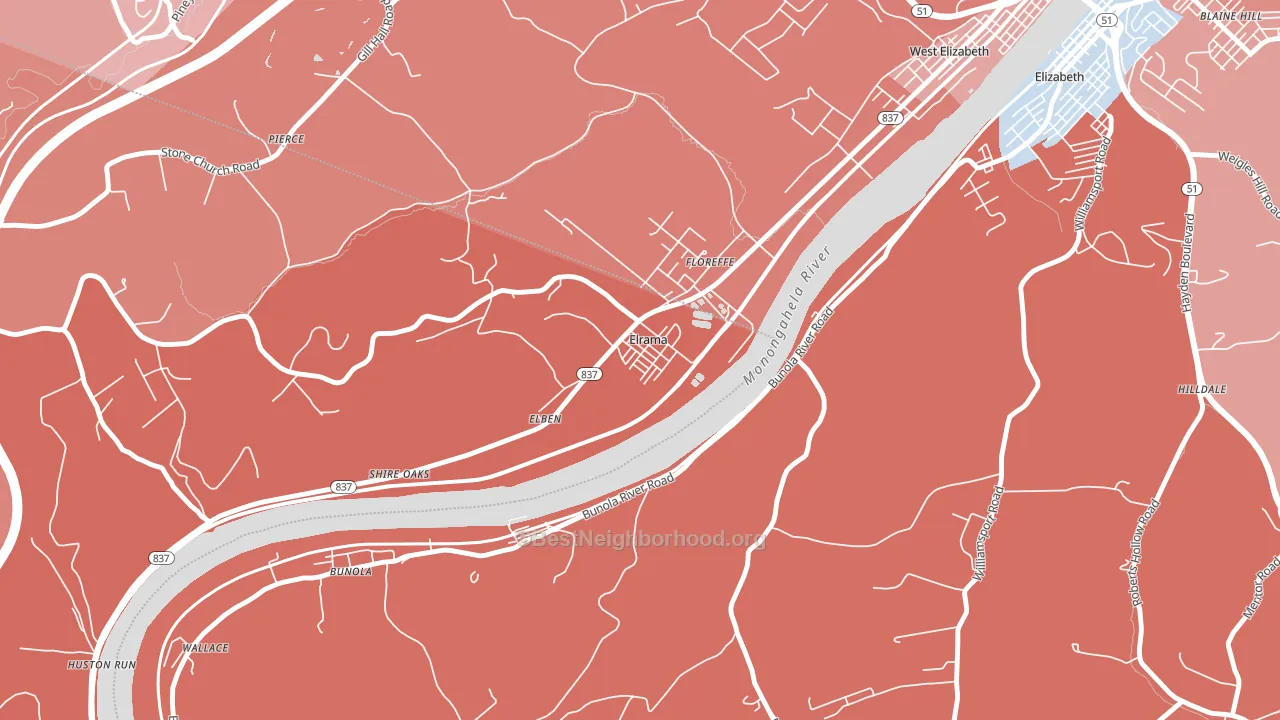 Elrama, PA block-group political-lean map