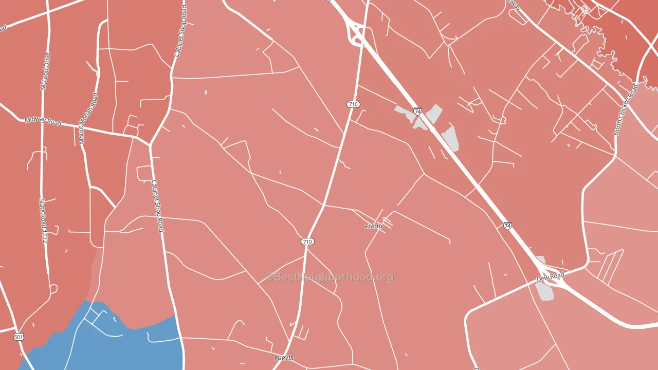 Elrod, NC block-group political-lean map