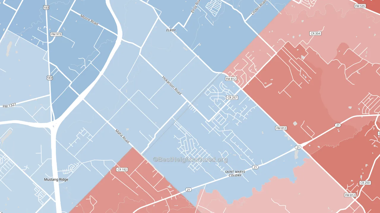 Elroy, TX block-group political-lean map