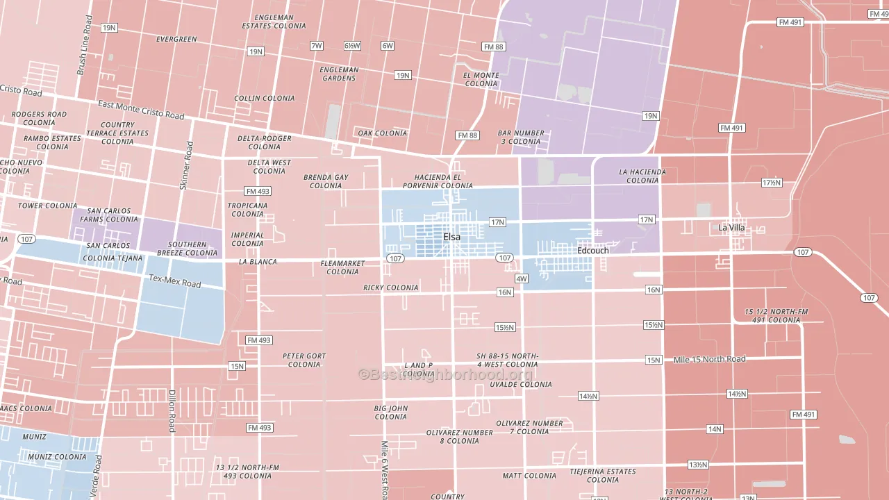 Elsa, TX block-group political-lean map