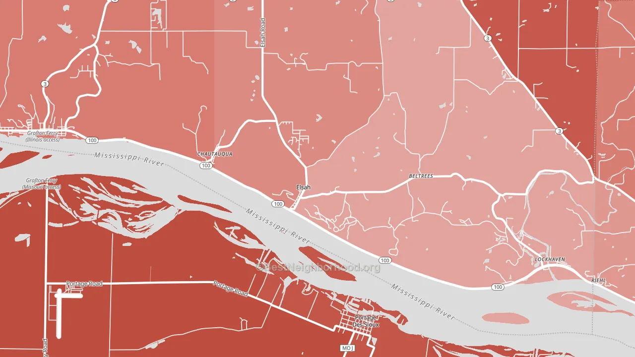 Elsah, IL block-group political-lean map