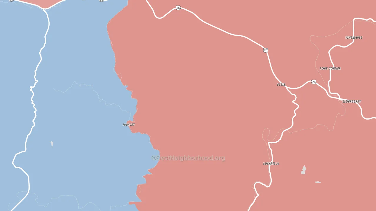 Elsie, OR block-group political-lean map