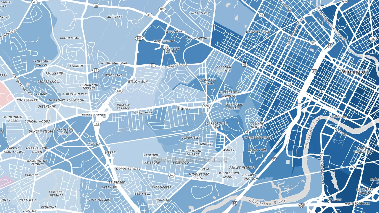 Elsmere, DE block-group political-lean map