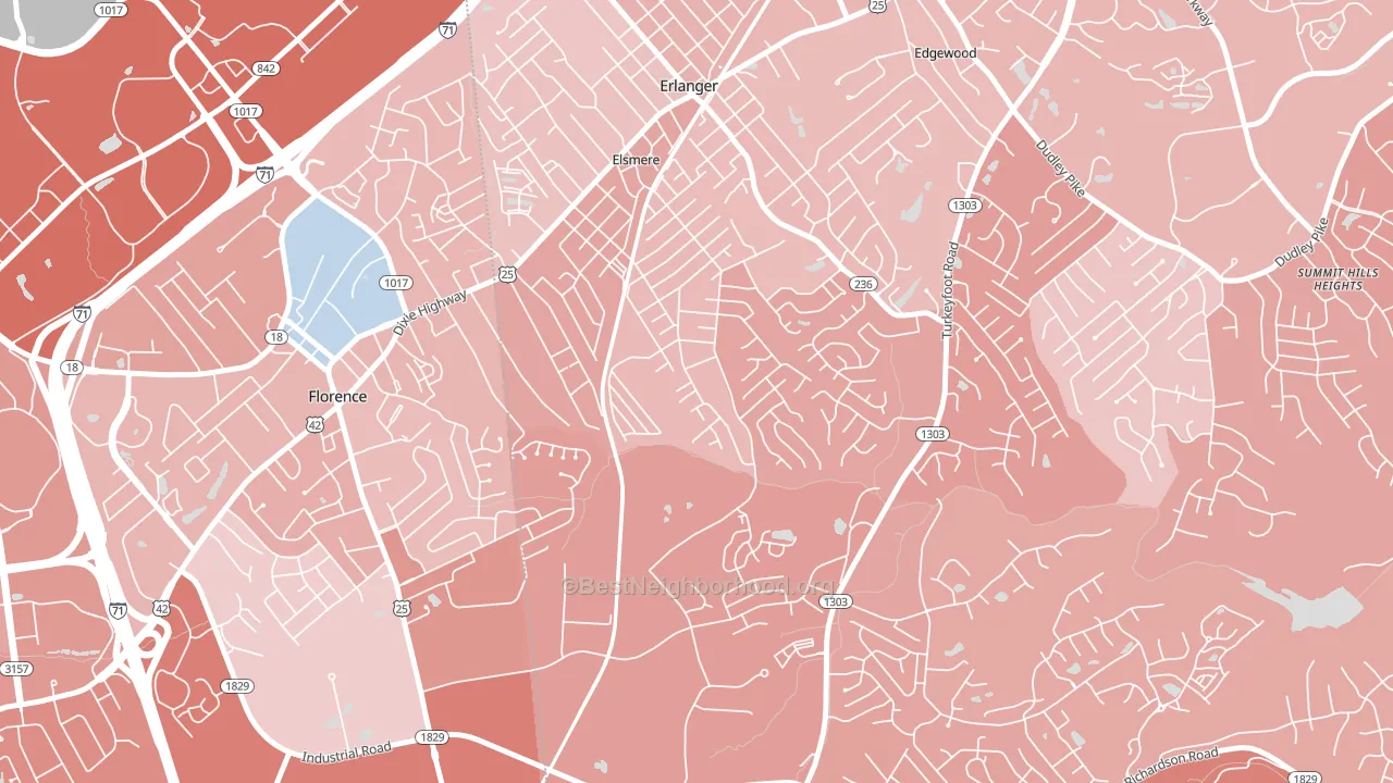 Elsmere, KY block-group political-lean map