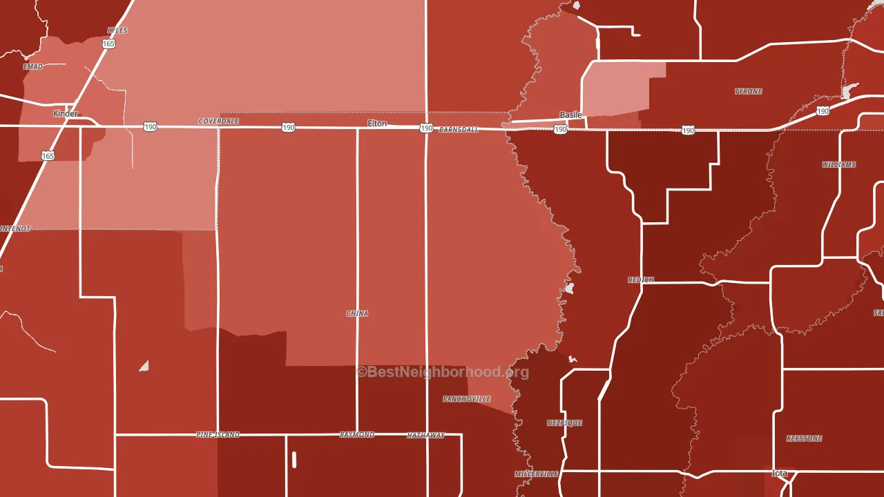 Elton, LA block-group political-lean map