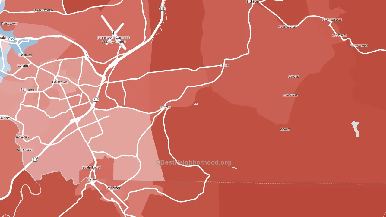 Elton, PA block-group political-lean map
