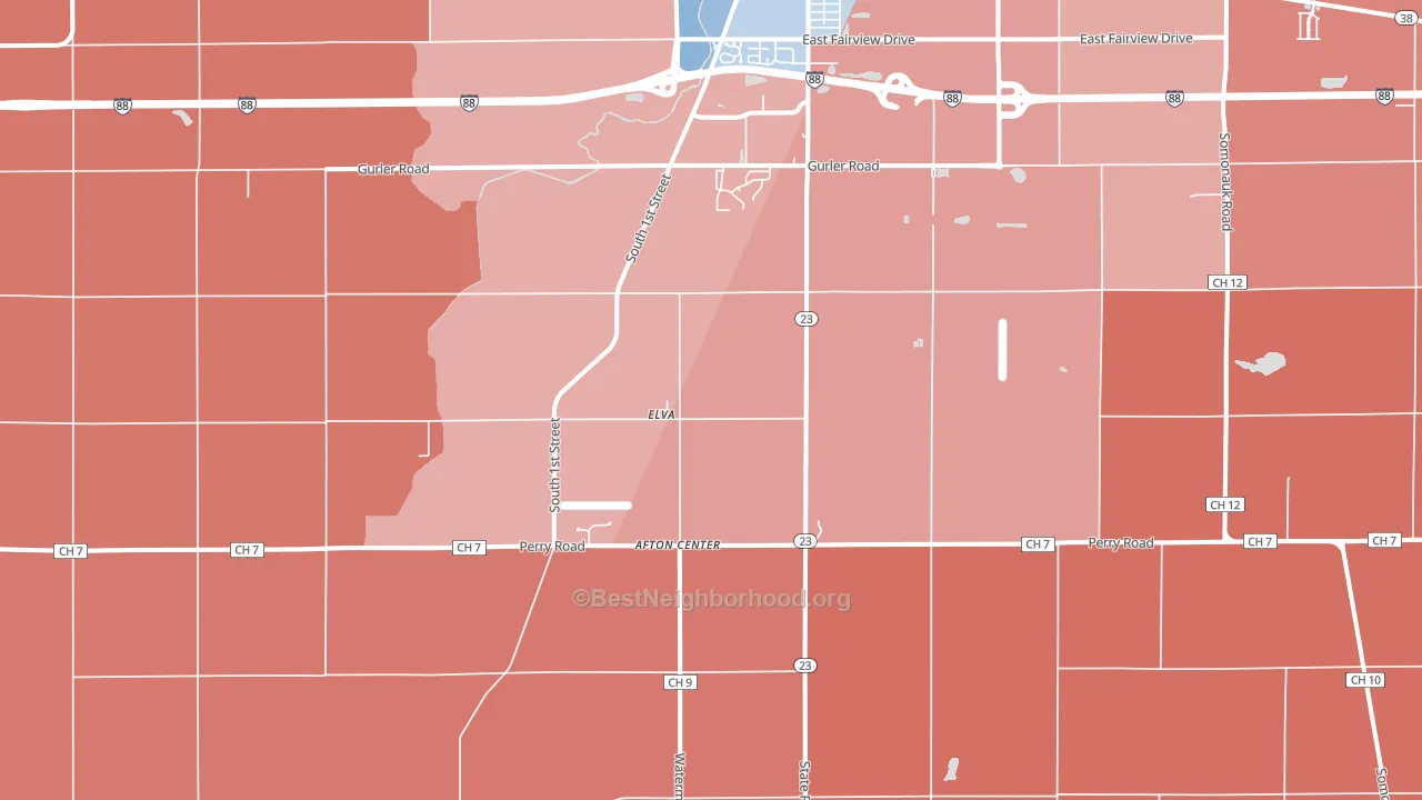 Elva, IL block-group political-lean map
