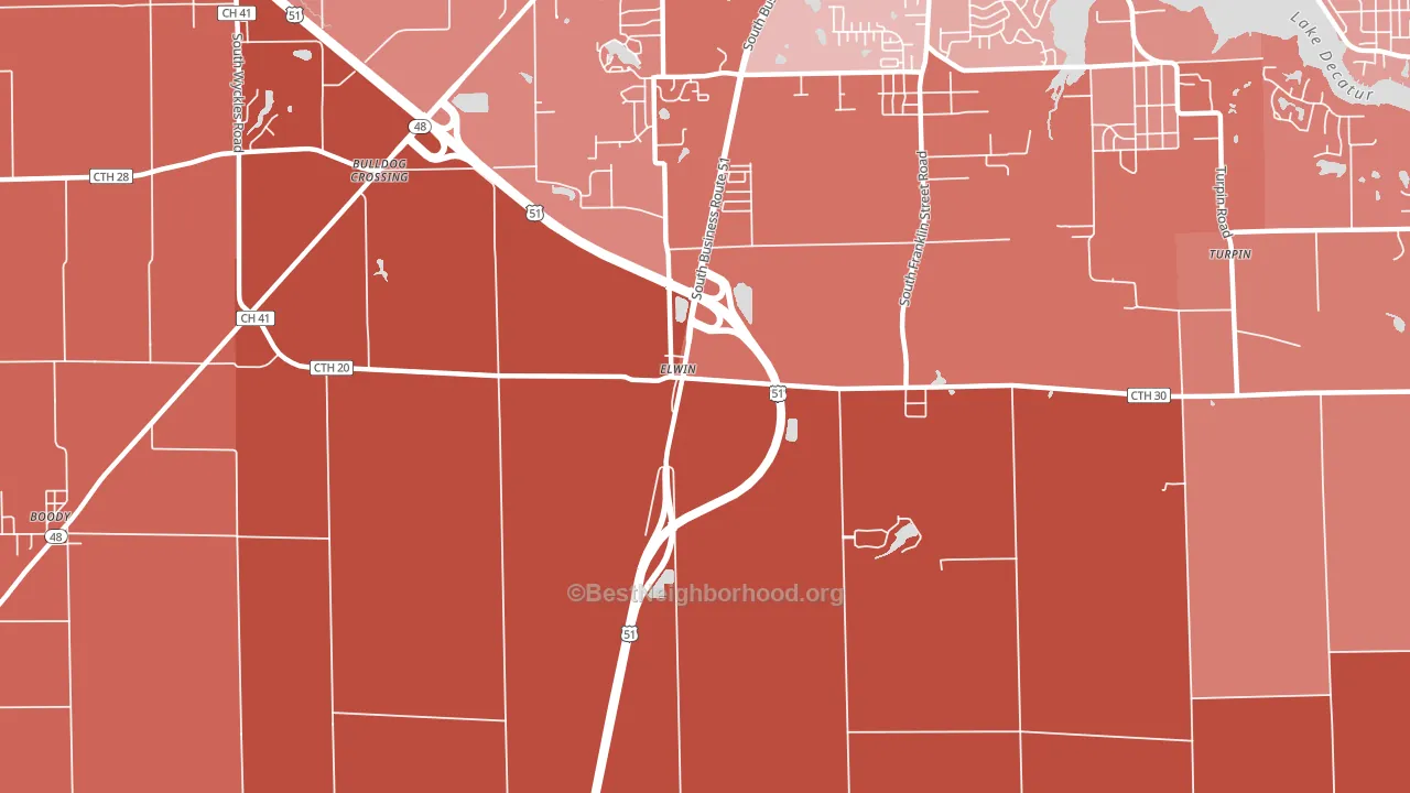 Elwin, IL block-group political-lean map