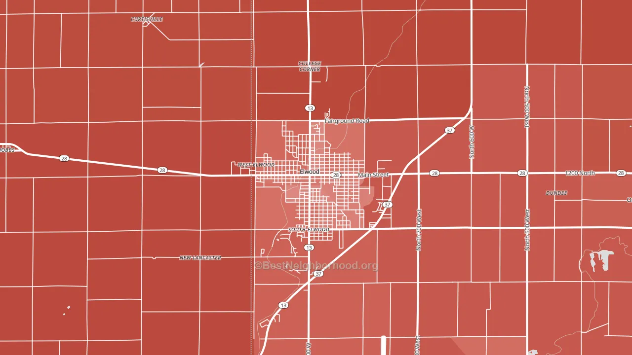 Elwood, IN block-group political-lean map