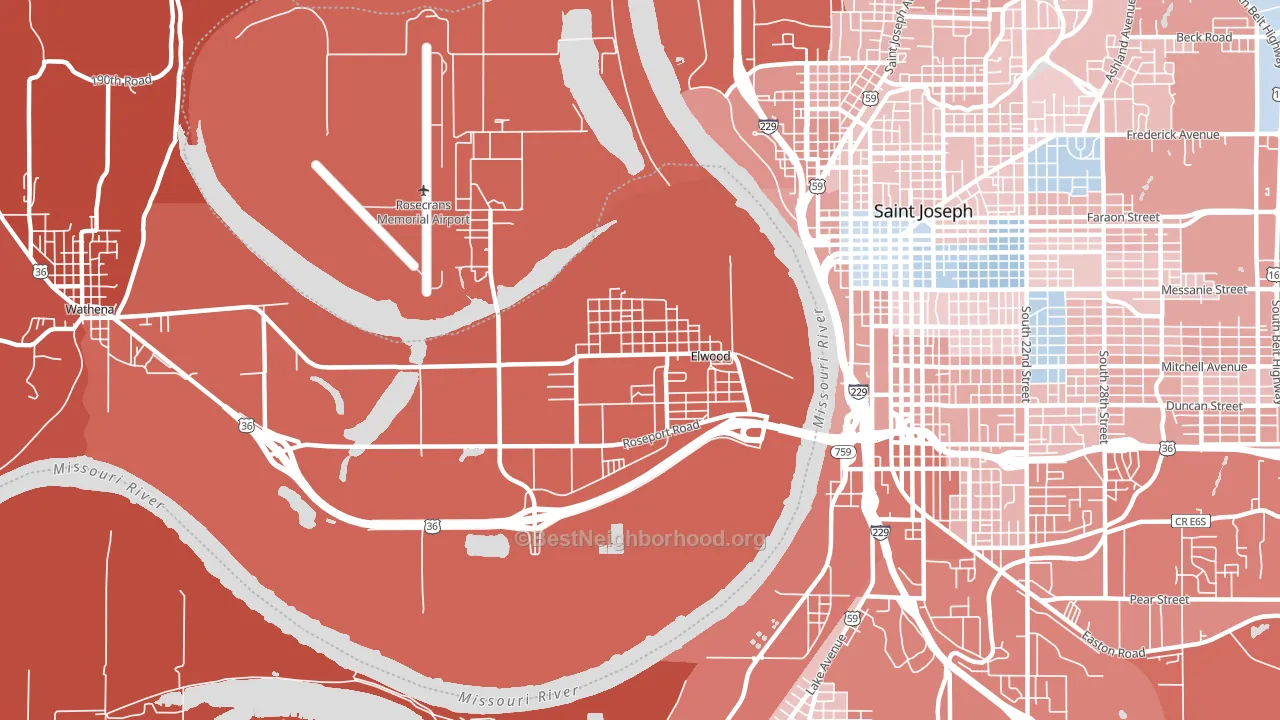 Elwood, KS block-group political-lean map