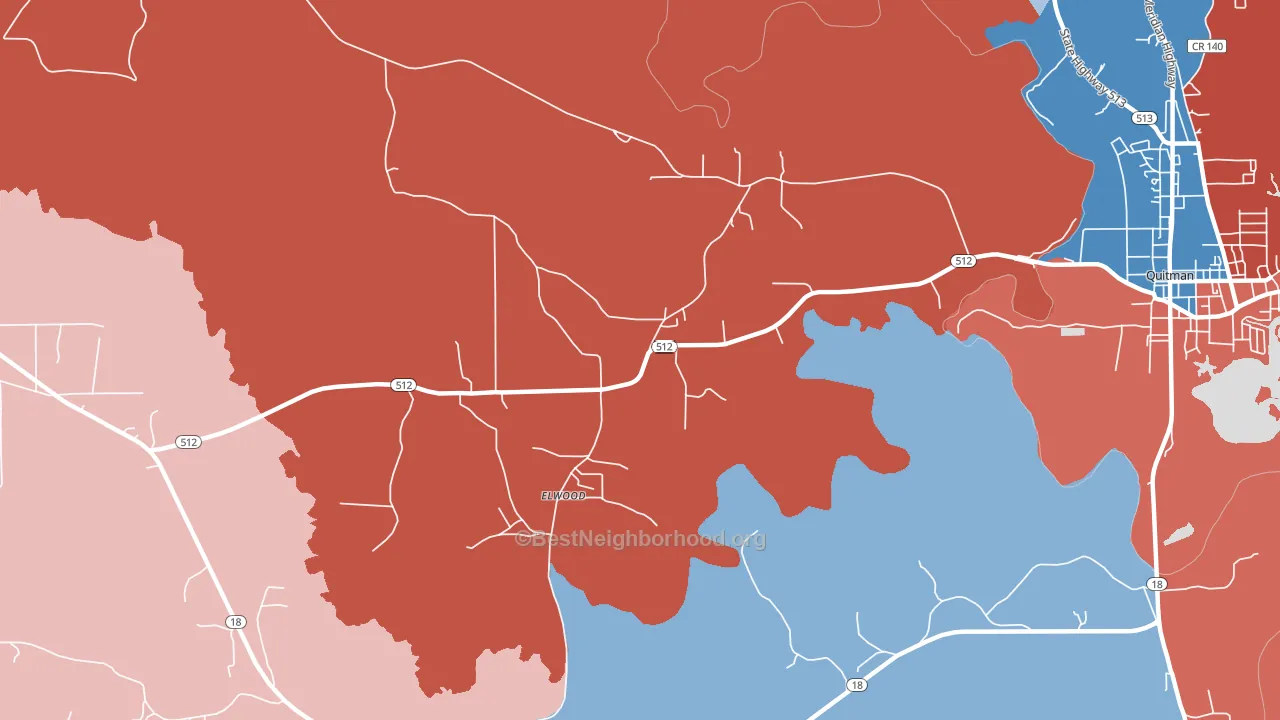 Elwood, MS block-group political-lean map