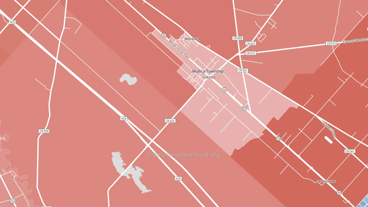 Elwood, NJ block-group political-lean map