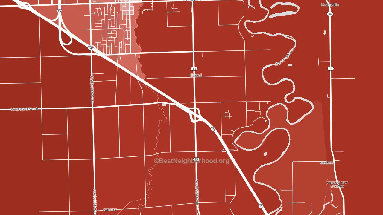 Elwood, UT block-group political-lean map