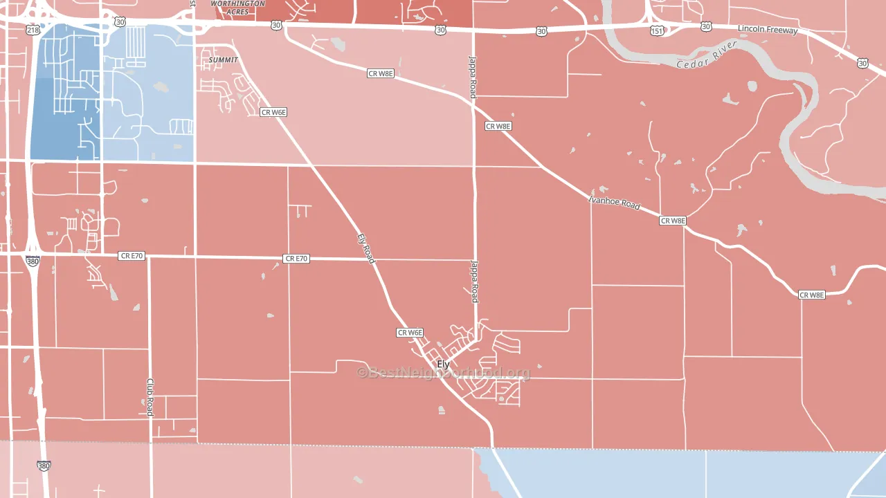 Ely, IA block-group political-lean map
