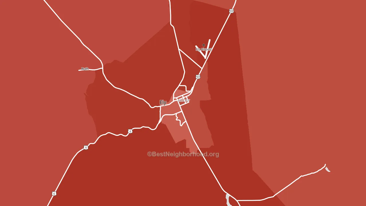 Ely, NV block-group political-lean map