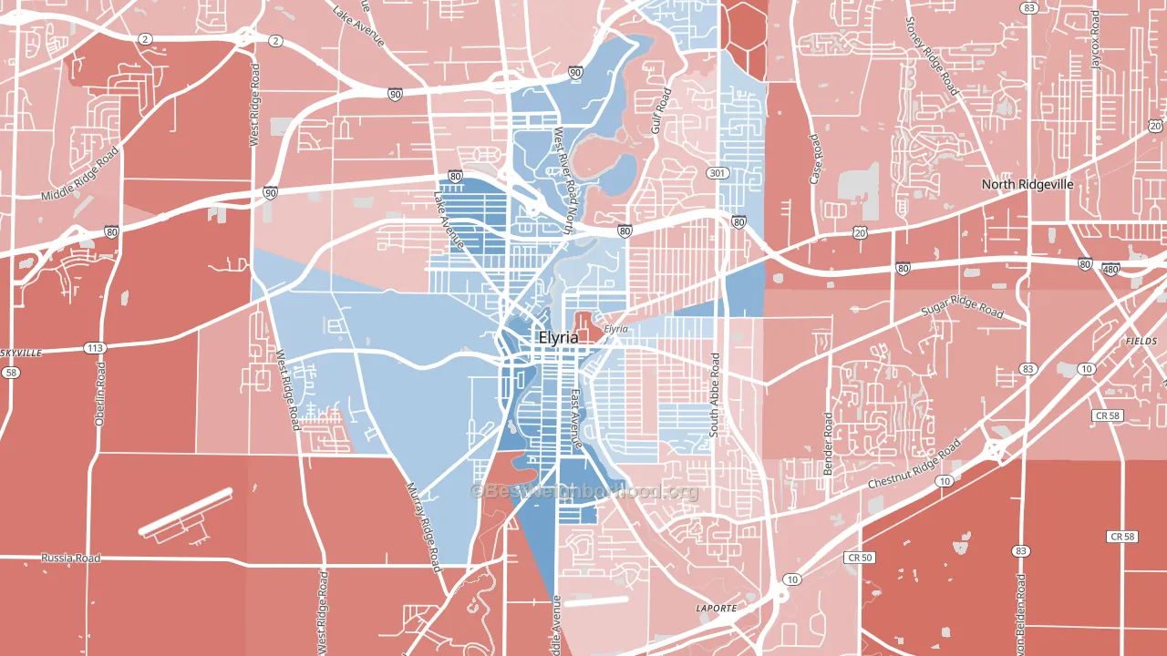 Elyria, OH block-group political-lean map