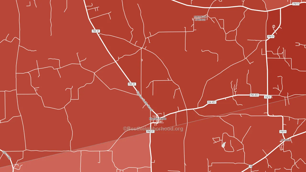 Elysian Fields, TX block-group political-lean map