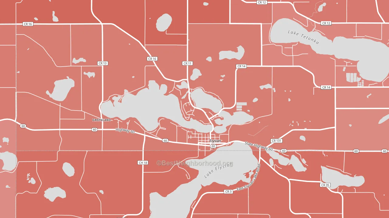 Elysian, MN block-group political-lean map