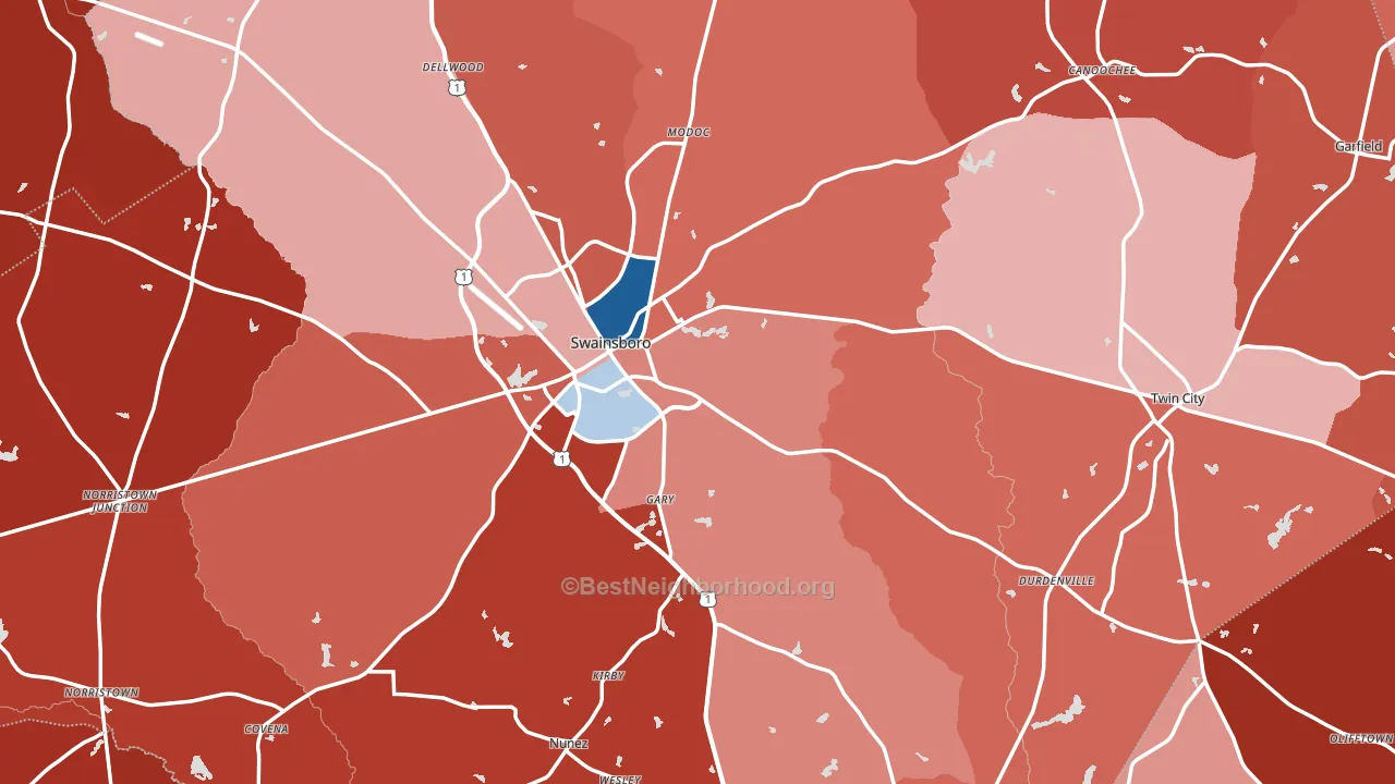 Emanuel County, GA block-group political-lean map