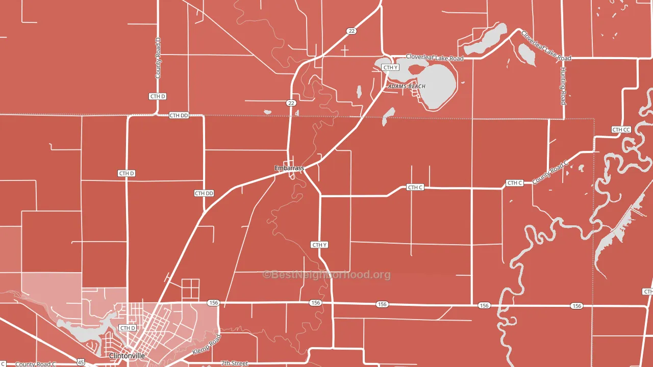 Embarrass, WI block-group political-lean map