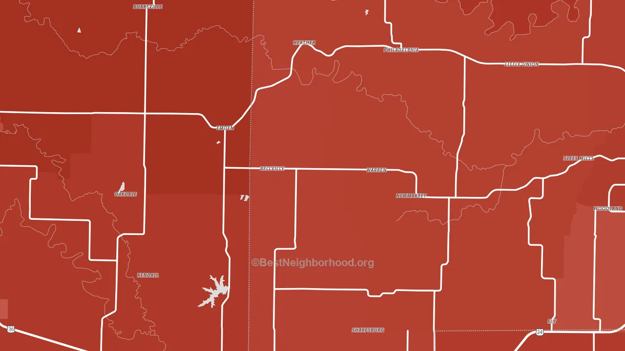 Emden, MO block-group political-lean map