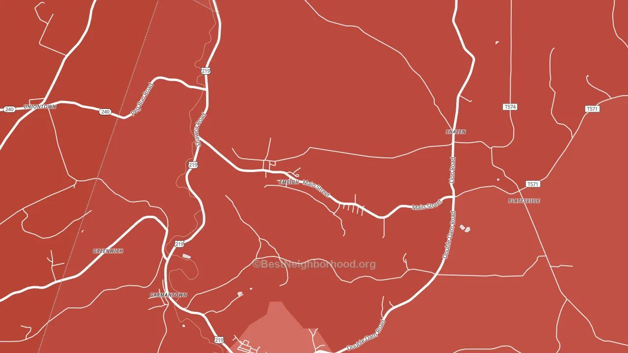 Emeigh, PA block-group political-lean map