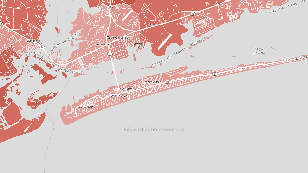 Emerald Isle, NC block-group political-lean map
